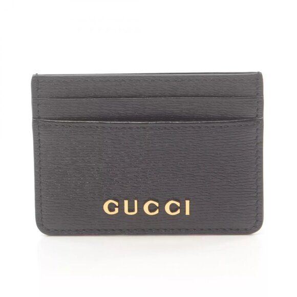 GUCCI script Card Case holder 7734280OP0N1000 leather Black - Picture 1 of 5